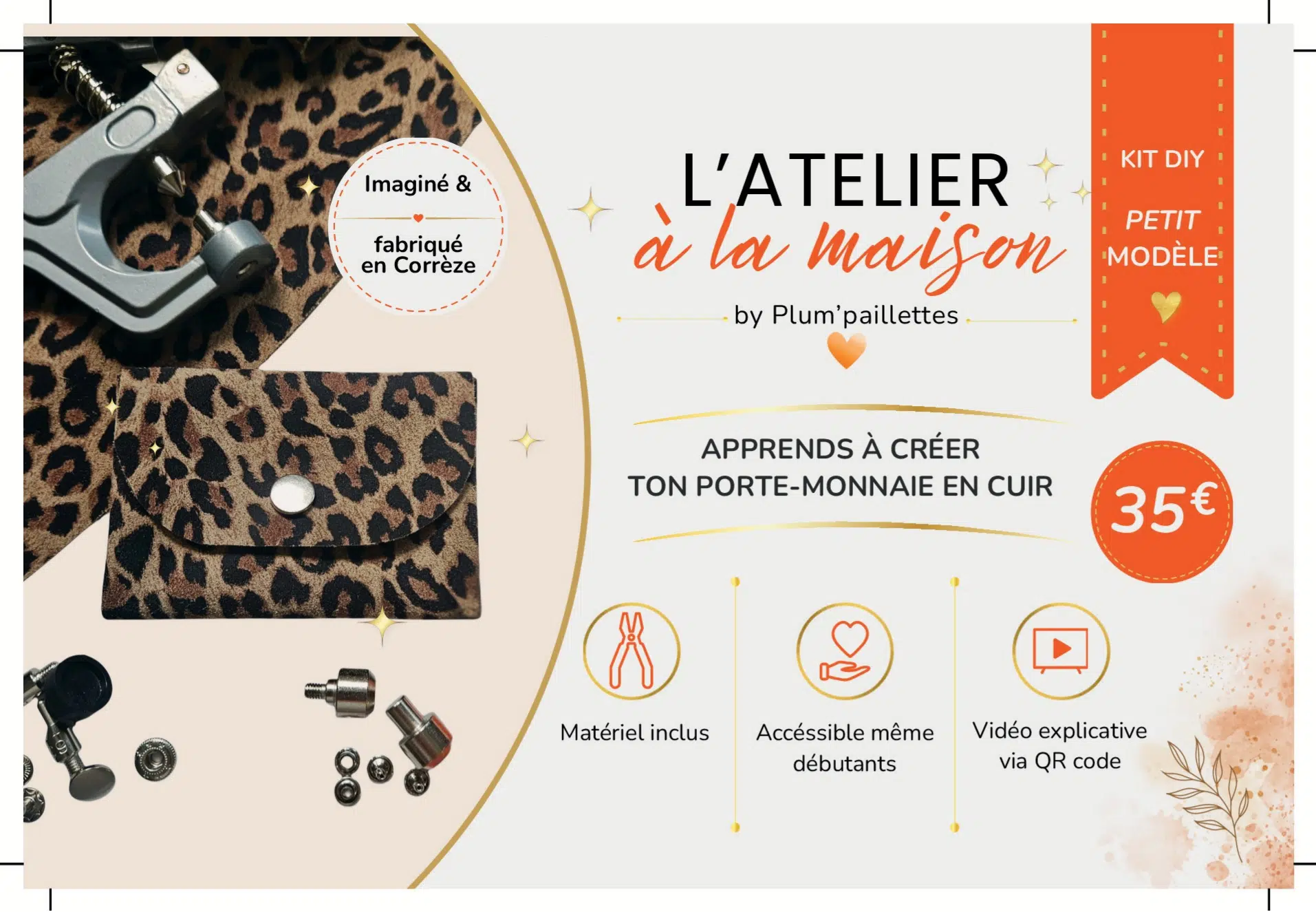 Kit DIY petit porte-monnaie en cuir - L'Atelier à la maison by Plum'paillettes